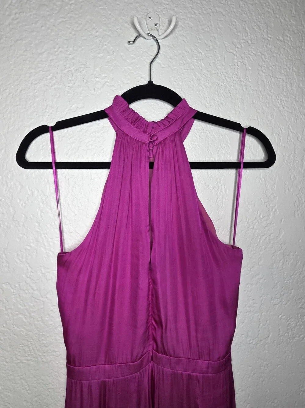 Banana Republic Sleeveless Ruffle Halter Maxi Dress, Fuchsia Pink Size 0 Magenta